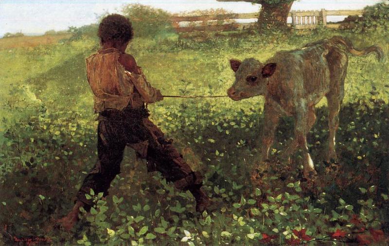 Wikioo.org – La Enciclopedia de las Bellas Artes - Pintura, Obras de arte de Winslow Homer - El Rebelde Becerro