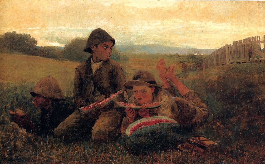 Wikioo.org - Die Enzyklopädie bildender Kunst - Malerei, Kunstwerk von Winslow Homer - der wassermelone jungen