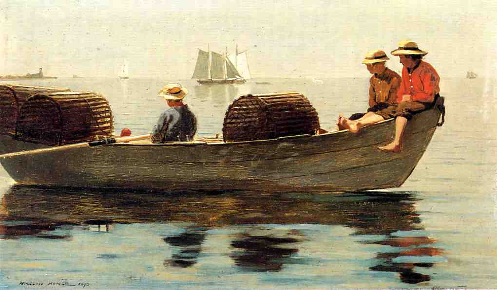 Wikioo.org - The Encyclopedia of Fine Arts - Painting, Artwork by Winslow Homer - Three Boys in a Dory