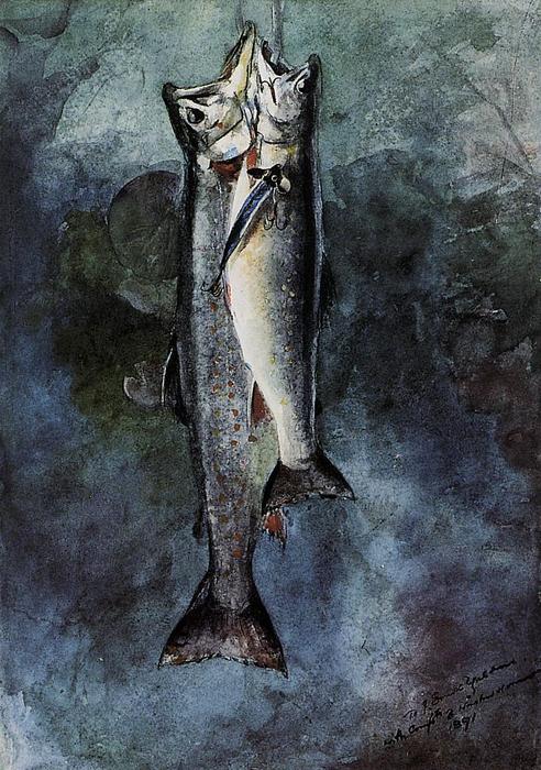 WikiOO.org - Encyclopedia of Fine Arts - Lukisan, Artwork Winslow Homer - Two Trout
