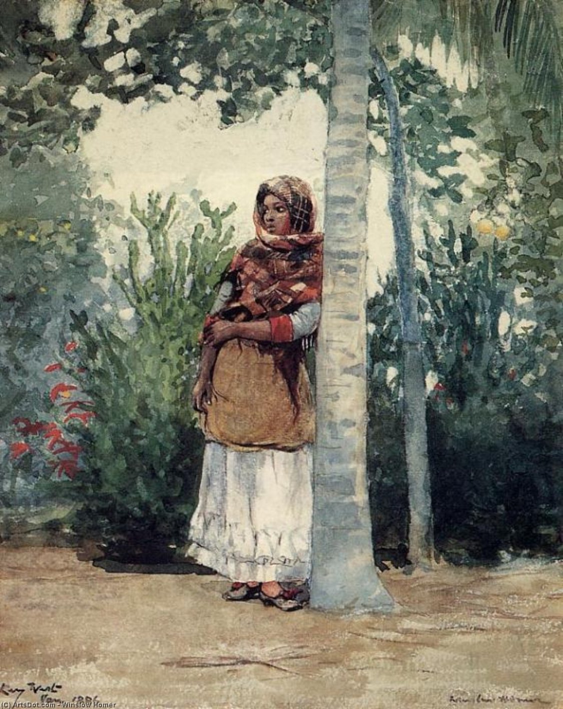 WikiOO.org - Encyclopedia of Fine Arts - Lukisan, Artwork Winslow Homer - Under a Palm Tree