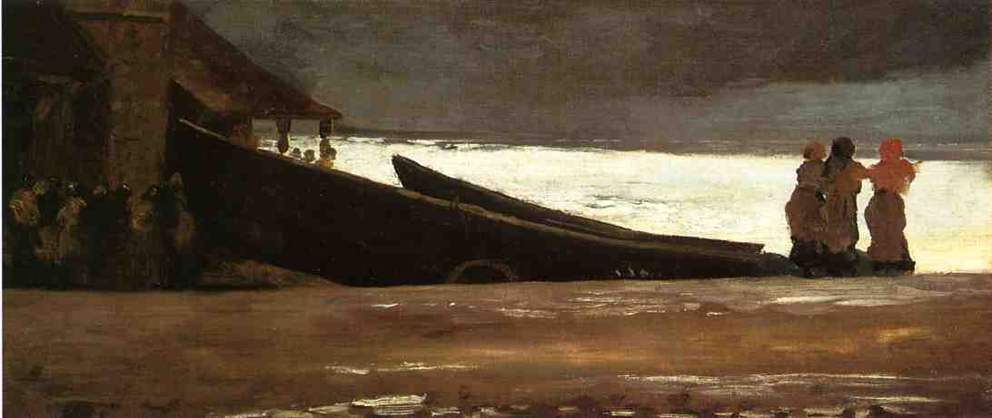 WikiOO.org - Encyclopedia of Fine Arts - Maľba, Artwork Winslow Homer - Watching a Storm on the English Coast
