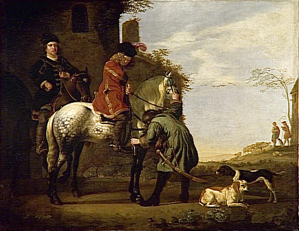 Wikioo.org - The Encyclopedia of Fine Arts - Painting, Artwork by Aelbert Jacobsz Cuyp - Departure for the ride