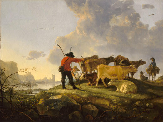 WikiOO.org - Encyclopedia of Fine Arts - Maleri, Artwork Aelbert Jacobsz Cuyp - Herdsmen Tending Cattle