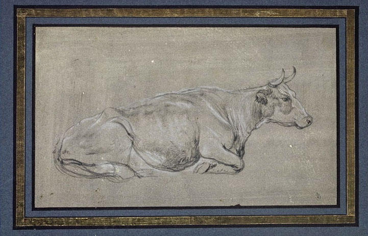Wikioo.org - The Encyclopedia of Fine Arts - Painting, Artwork by Aelbert Jacobsz Cuyp - Study, A downer cow in profile to the right