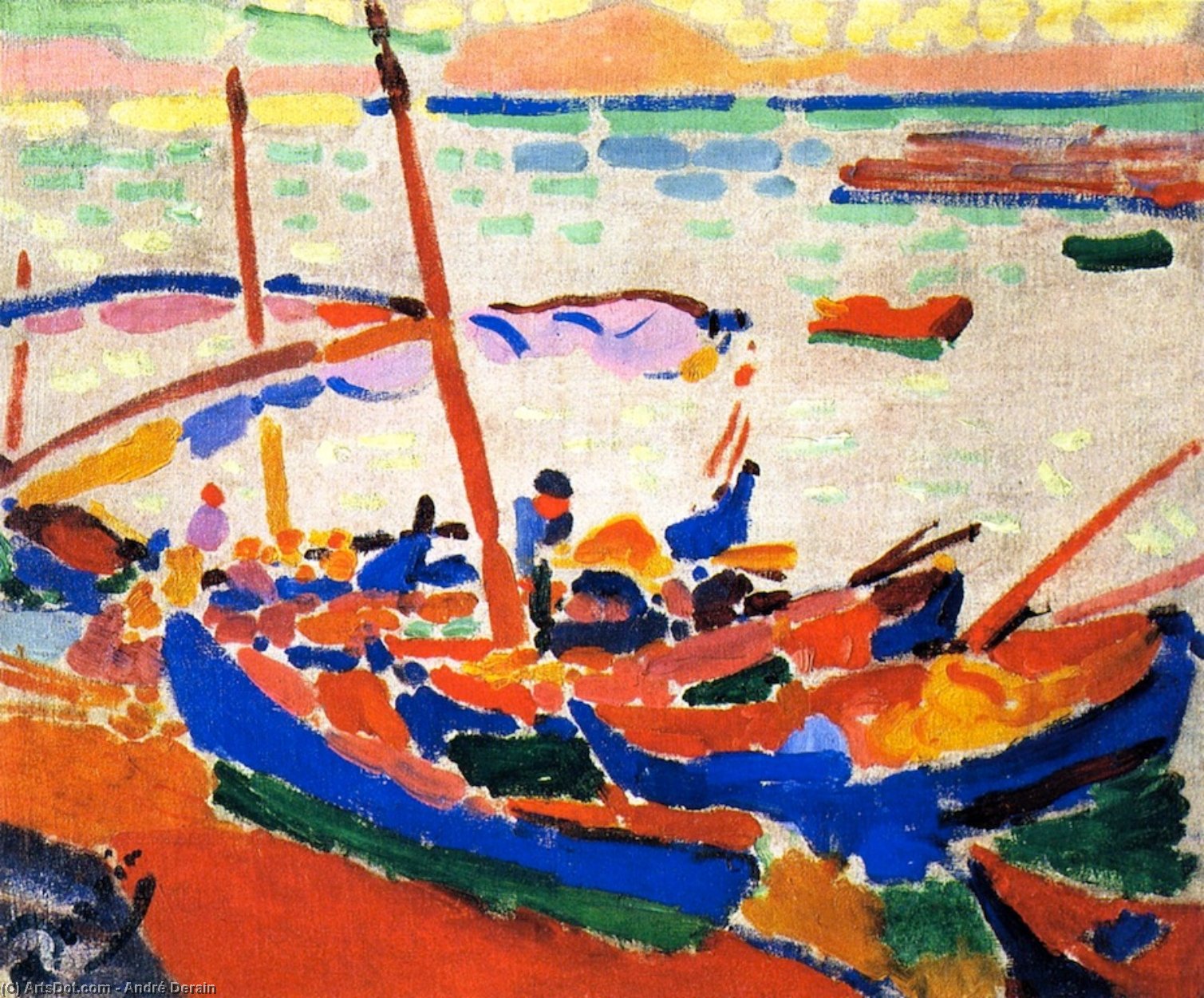 Wikoo.org - موسوعة الفنون الجميلة - اللوحة، العمل الفني André Derain - Fishing Boats, Collioure
