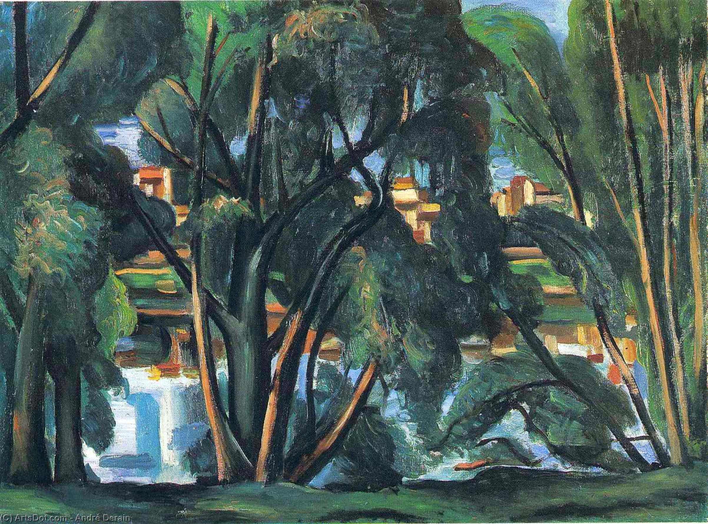 Wikioo.org - The Encyclopedia of Fine Arts - Painting, Artwork by André Derain - Trees on the Banks of the Seine