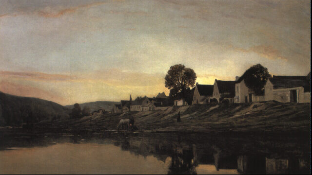 Wikioo.org - The Encyclopedia of Fine Arts - Painting, Artwork by Charles François Daubigny - A village near Bonnières