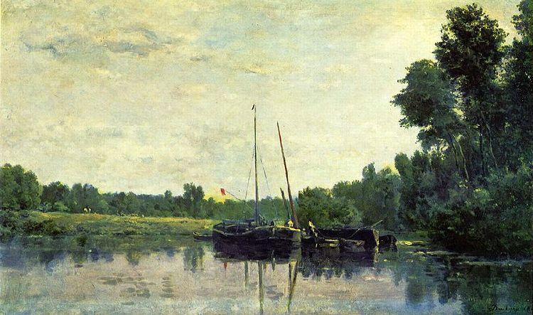 WikiOO.org - Εγκυκλοπαίδεια Καλών Τεχνών - Ζωγραφική, έργα τέχνης Charles François Daubigny - Boats on the Oise