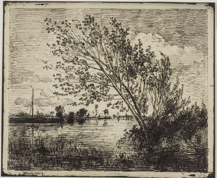 Wikioo.org - The Encyclopedia of Fine Arts - Painting, Artwork by Charles François Daubigny - Clump of Alder Trees