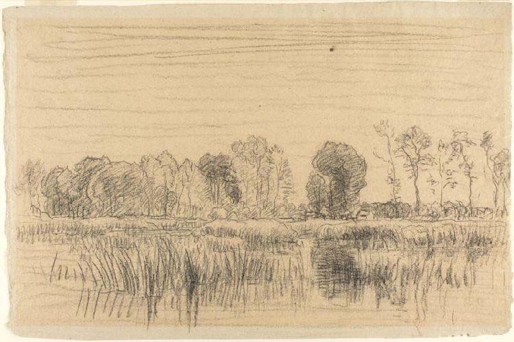 WikiOO.org - Enciklopedija likovnih umjetnosti - Slikarstvo, umjetnička djela Charles François Daubigny - Marsh and Screen of Trees