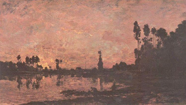 Wikioo.org - The Encyclopedia of Fine Arts - Painting, Artwork by Charles François Daubigny - Sunset on the Oise