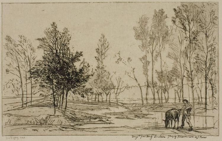 WikiOO.org - Εγκυκλοπαίδεια Καλών Τεχνών - Ζωγραφική, έργα τέχνης Charles François Daubigny - The Donkey at the Watering Place