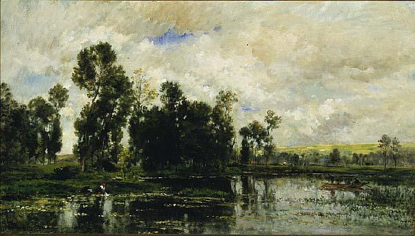 WikiOO.org - Encyclopedia of Fine Arts - Festés, Grafika Charles François Daubigny - The Edge of the Pond