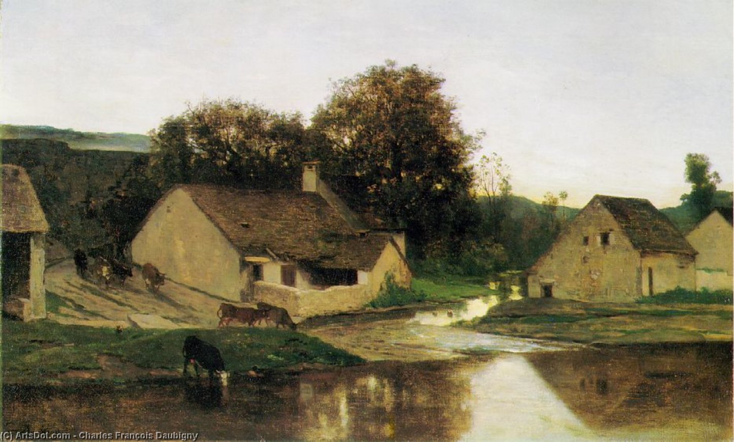 Wikioo.org - The Encyclopedia of Fine Arts - Painting, Artwork by Charles François Daubigny - The Hamlet of Optevoz