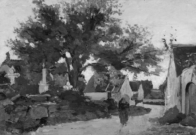 Wikioo.org - The Encyclopedia of Fine Arts - Painting, Artwork by Charles François Daubigny - Village in Brittany