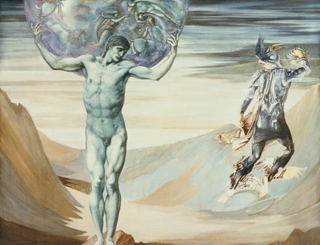 WikiOO.org - Εγκυκλοπαίδεια Καλών Τεχνών - Ζωγραφική, έργα τέχνης Edward Coley Burne-Jones - Atlas Turned to Stone