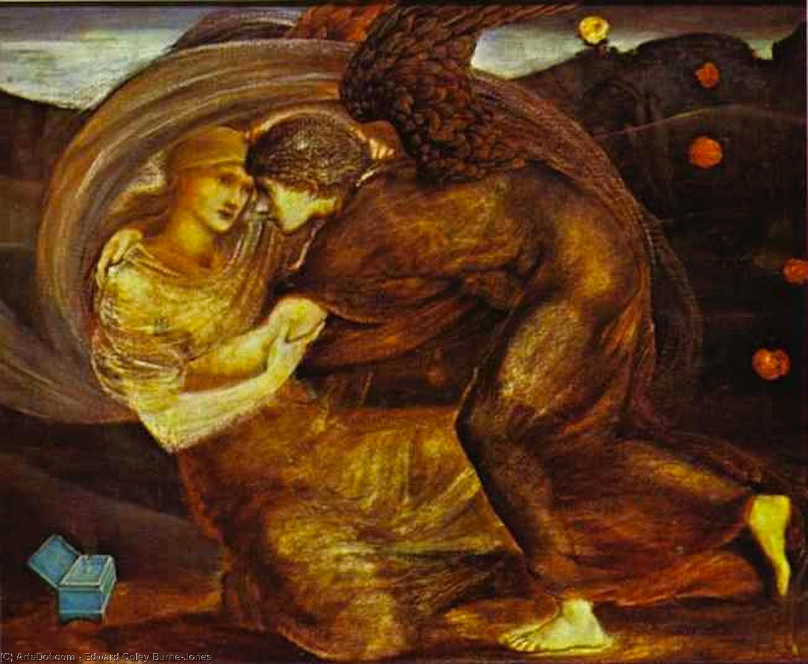 Wikioo.org - The Encyclopedia of Fine Arts - Painting, Artwork by Edward Coley Burne-Jones - Cupid Delivering Psyche