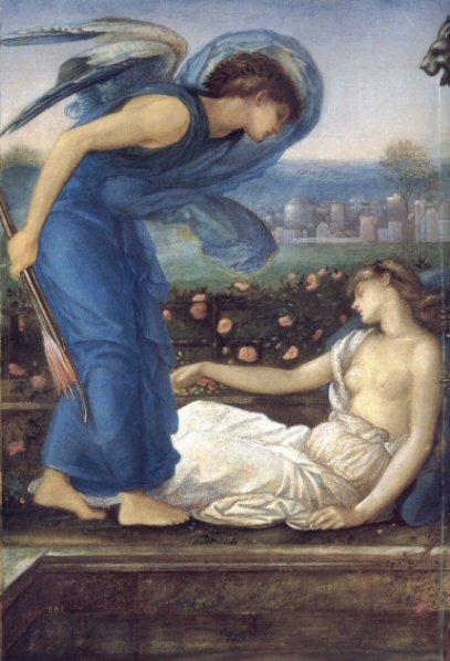 Wikoo.org - موسوعة الفنون الجميلة - اللوحة، العمل الفني Edward Coley Burne-Jones - Cupid Finding Psyche