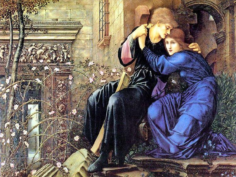 Wikioo.org - Die Enzyklopädie bildender Kunst - Malerei, Kunstwerk von Edward Coley Burne-Jones - liebe unter den ruinen