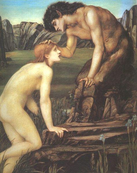 Wikioo.org - The Encyclopedia of Fine Arts - Painting, Artwork by Edward Coley Burne-Jones - Pan and Psyche