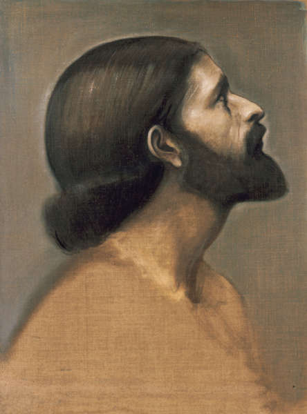 Wikoo.org - موسوعة الفنون الجميلة - اللوحة، العمل الفني Edward Coley Burne-Jones - Portrait Head of King Cophetua