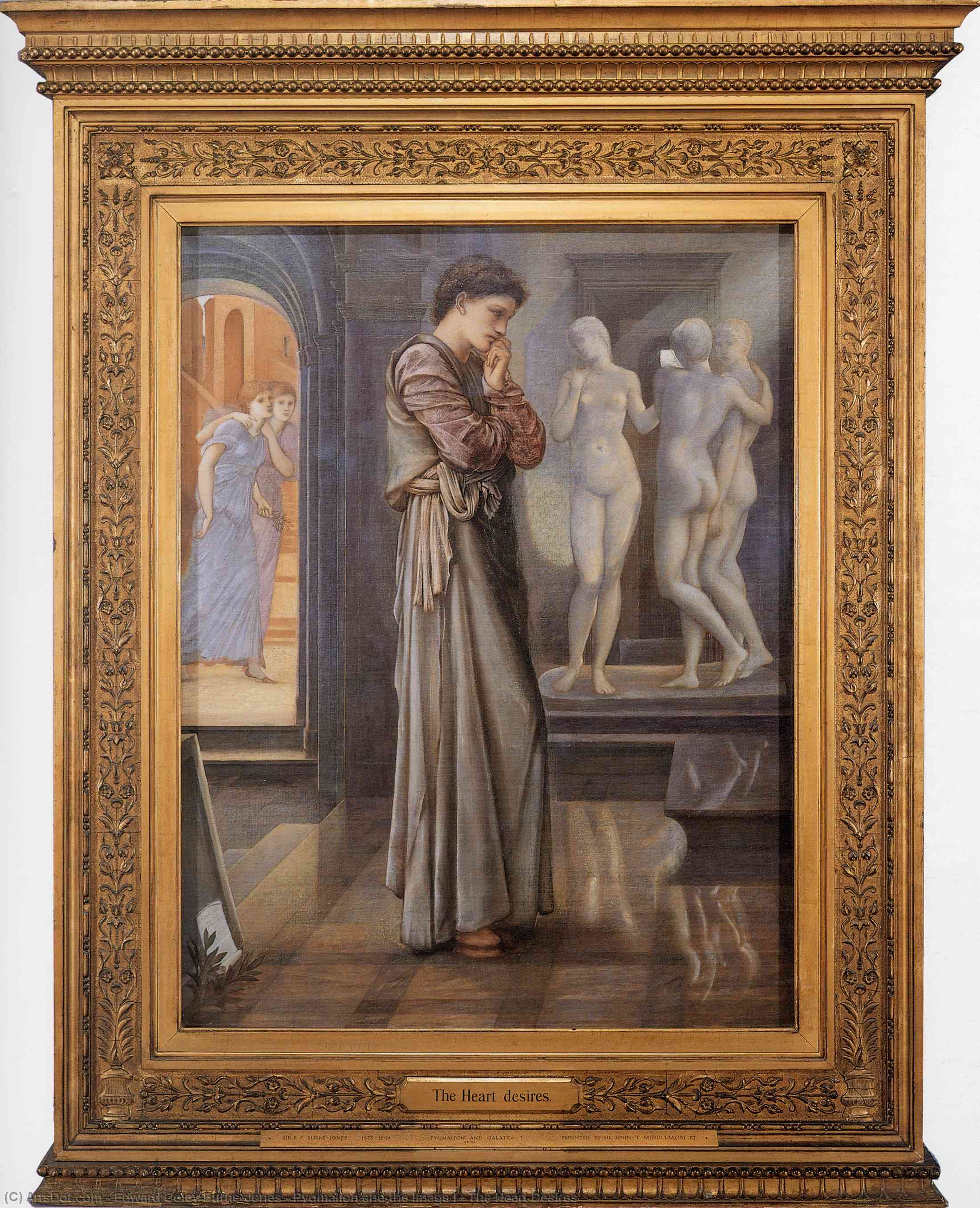 Wikioo.org - The Encyclopedia of Fine Arts - Painting, Artwork by Edward Coley Burne-Jones - Pygmalion and the Image I - The Heart Desires