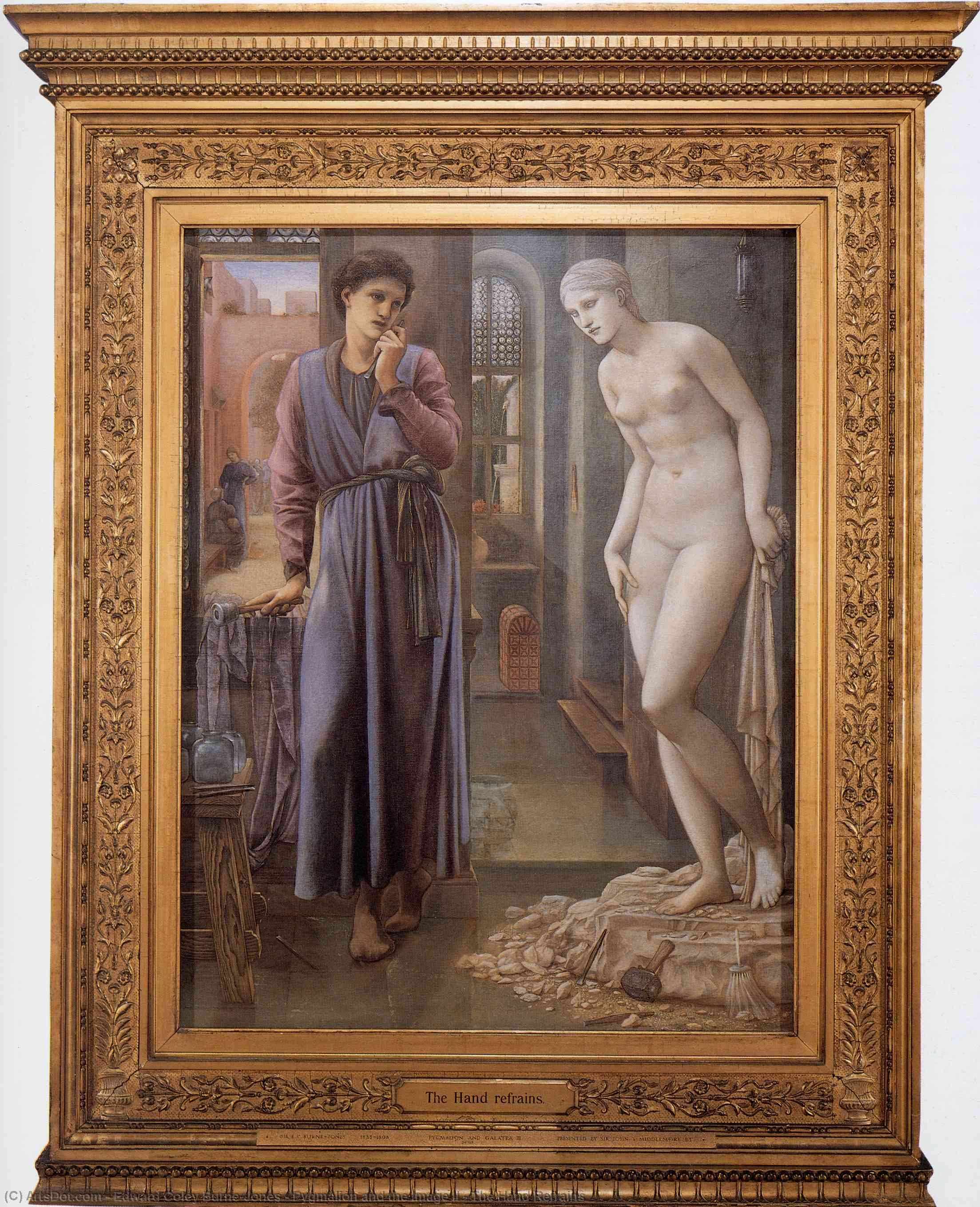 Wikioo.org - The Encyclopedia of Fine Arts - Painting, Artwork by Edward Coley Burne-Jones - Pygmalion and the Image II - The Hand Refrains