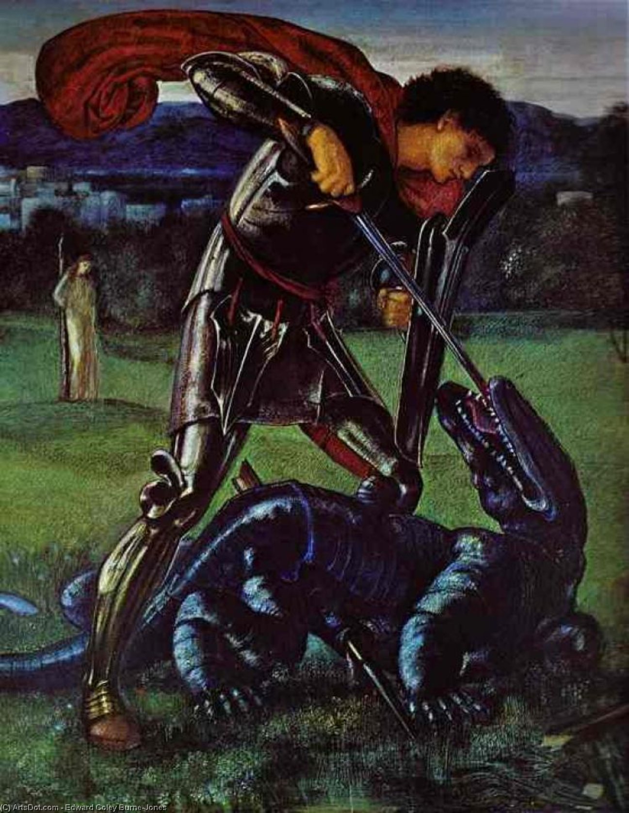 WikiOO.org - Encyclopedia of Fine Arts - Malba, Artwork Edward Coley Burne-Jones - St. George and the Dragon