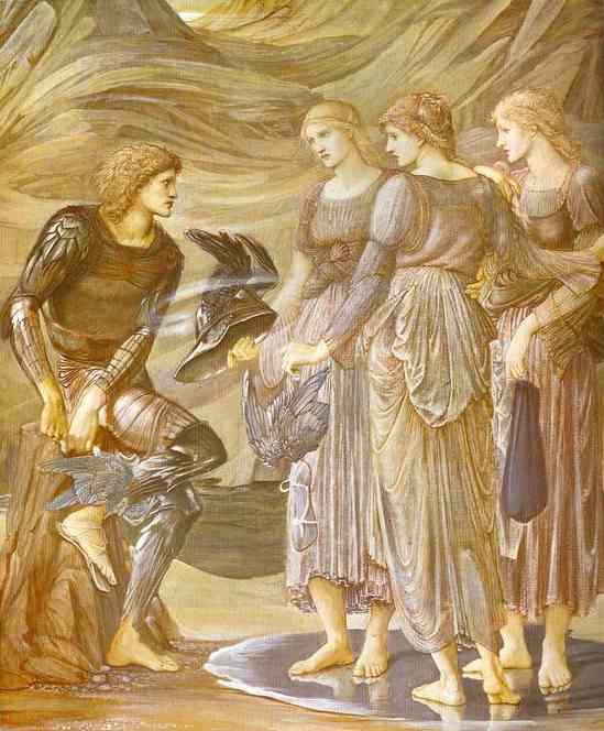 Wikoo.org - موسوعة الفنون الجميلة - اللوحة، العمل الفني Edward Coley Burne-Jones - The Arming of Perseus 1