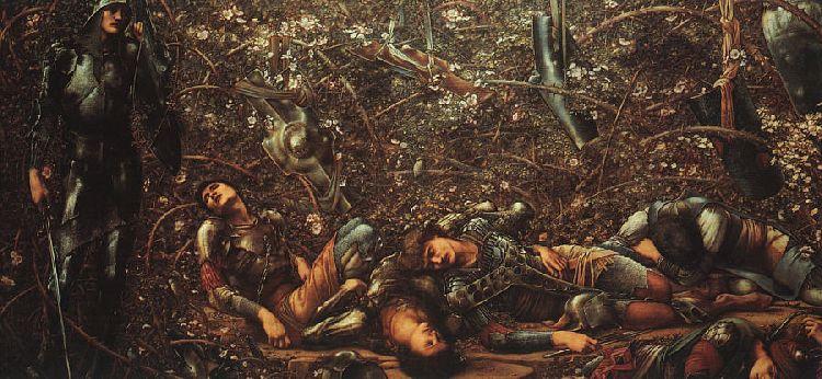 Wikoo.org - موسوعة الفنون الجميلة - اللوحة، العمل الفني Edward Coley Burne-Jones - The Briar Wood from the Legend of Briar Rose