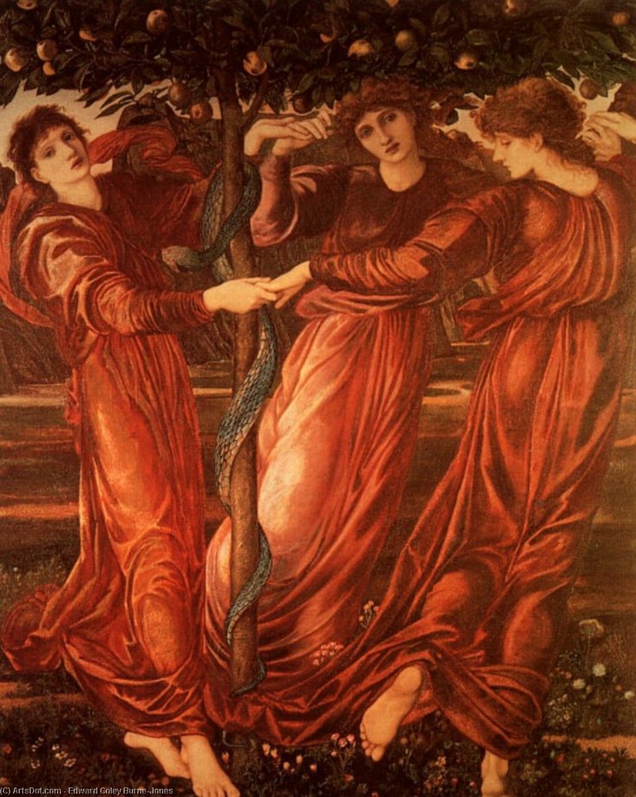 Wikoo.org - موسوعة الفنون الجميلة - اللوحة، العمل الفني Edward Coley Burne-Jones - The Garden of the Hesperides