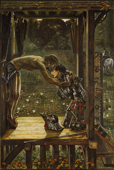 Wikoo.org - موسوعة الفنون الجميلة - اللوحة، العمل الفني Edward Coley Burne-Jones - The Merciful Knight