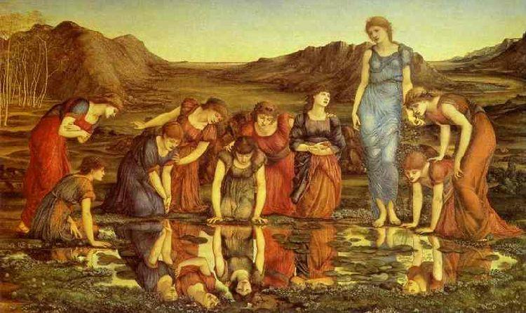 Wikoo.org - موسوعة الفنون الجميلة - اللوحة، العمل الفني Edward Coley Burne-Jones - The Mirror of Venus