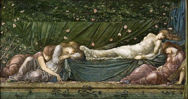 Wikoo.org - موسوعة الفنون الجميلة - اللوحة، العمل الفني Edward Coley Burne-Jones - The Sleeping Beauty