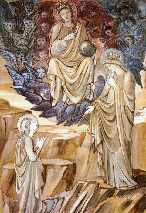 Wikoo.org - موسوعة الفنون الجميلة - اللوحة، العمل الفني Edward Coley Burne-Jones - The Vision of Saint Catherine