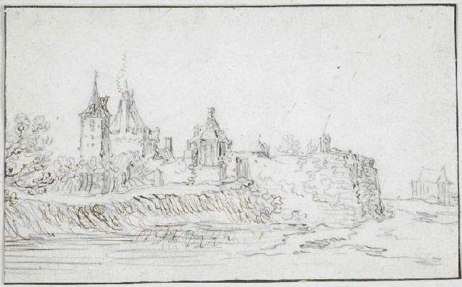 WikiOO.org - دایره المعارف هنرهای زیبا - نقاشی، آثار هنری Jan Van Goyen - A castle (or gateway) in Holland