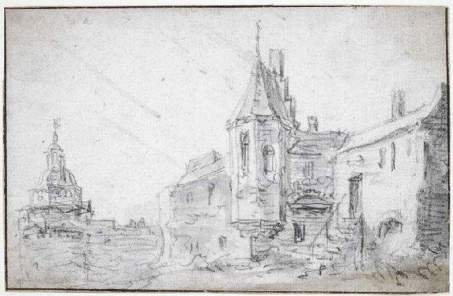 WikiOO.org - دایره المعارف هنرهای زیبا - نقاشی، آثار هنری Jan Van Goyen - A castle and a church