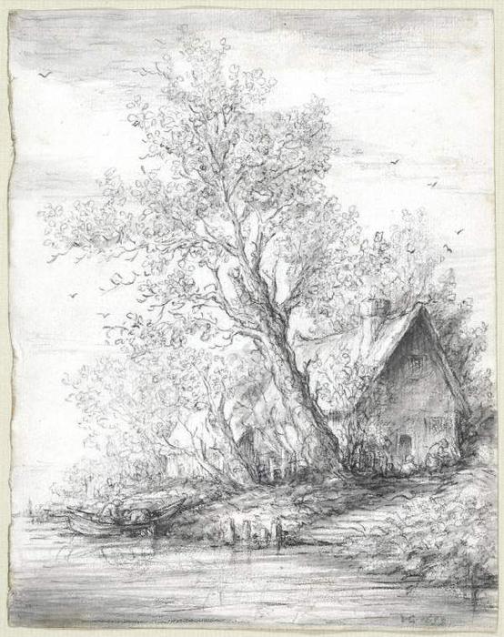 Wikioo.org - The Encyclopedia of Fine Arts - Painting, Artwork by Jan Van Goyen - A cottage near a river