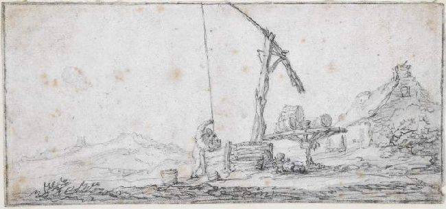 Wikioo.org - สารานุกรมวิจิตรศิลป์ - จิตรกรรม Jan Van Goyen - A farmhouse with a pump
