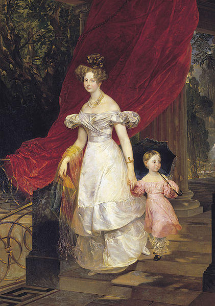 Wikioo.org - The Encyclopedia of Fine Arts - Painting, Artwork by Karl Pavlovich Bryullov - A Portrait of Grand Duchess Elena Pavlovna and her daughter Maria