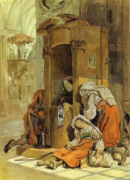 Wikioo.org - สารานุกรมวิจิตรศิลป์ - จิตรกรรม Karl Pavlovich Bryullov - Confession of an Italian Woman