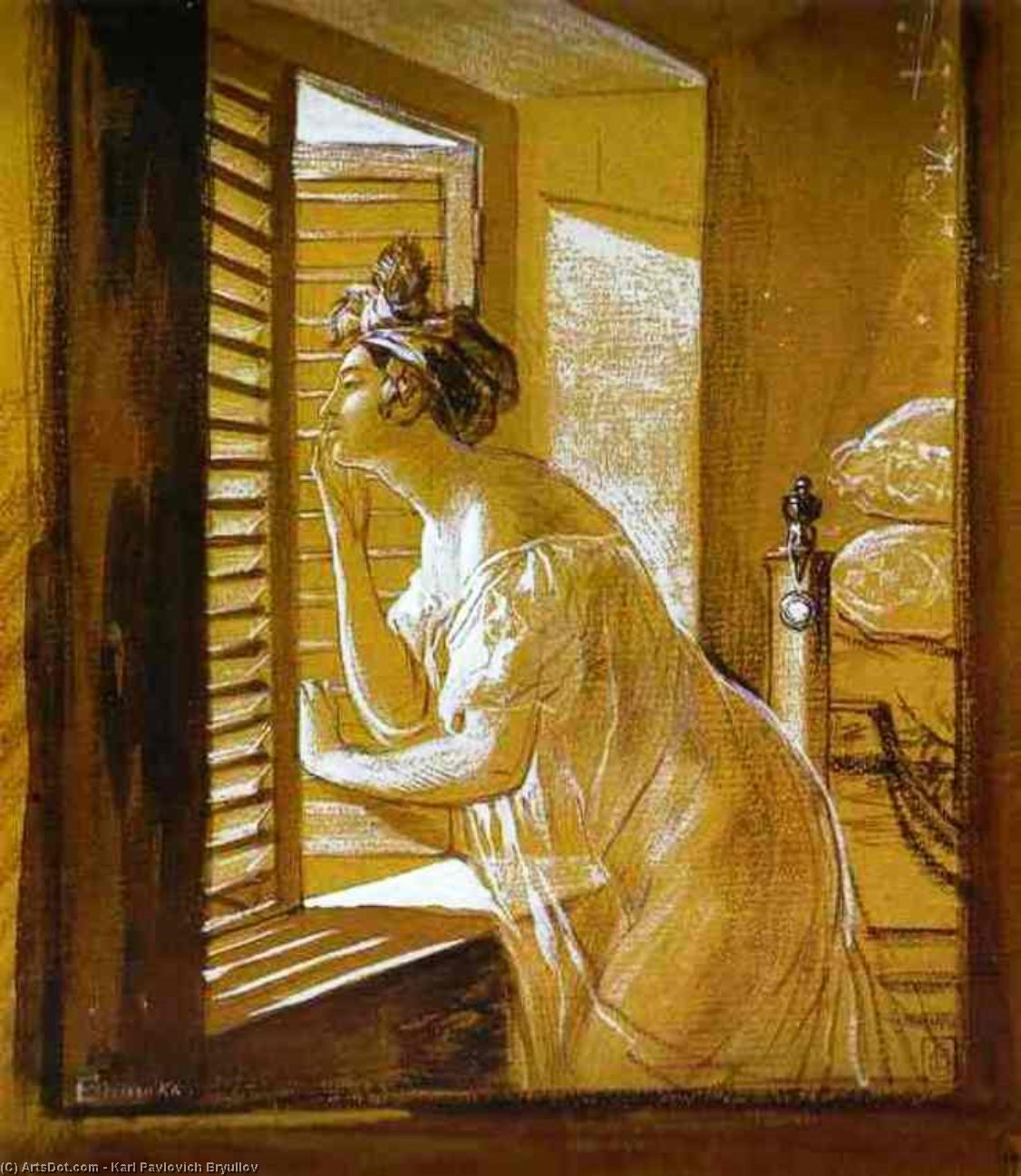 Wikioo.org - Bách khoa toàn thư về mỹ thuật - Vẽ tranh, Tác phẩm nghệ thuật Karl Pavlovich Bryullov - Italian Woman Blowing a Kiss