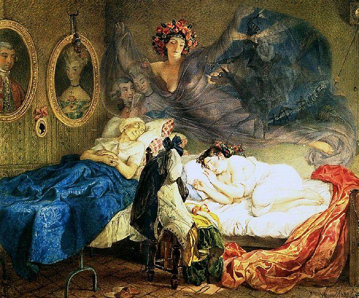 Wikioo.org - The Encyclopedia of Fine Arts - Painting, Artwork by Karl Pavlovich Bryullov - Painting Bryullova Dream grandmothers and granddaughters