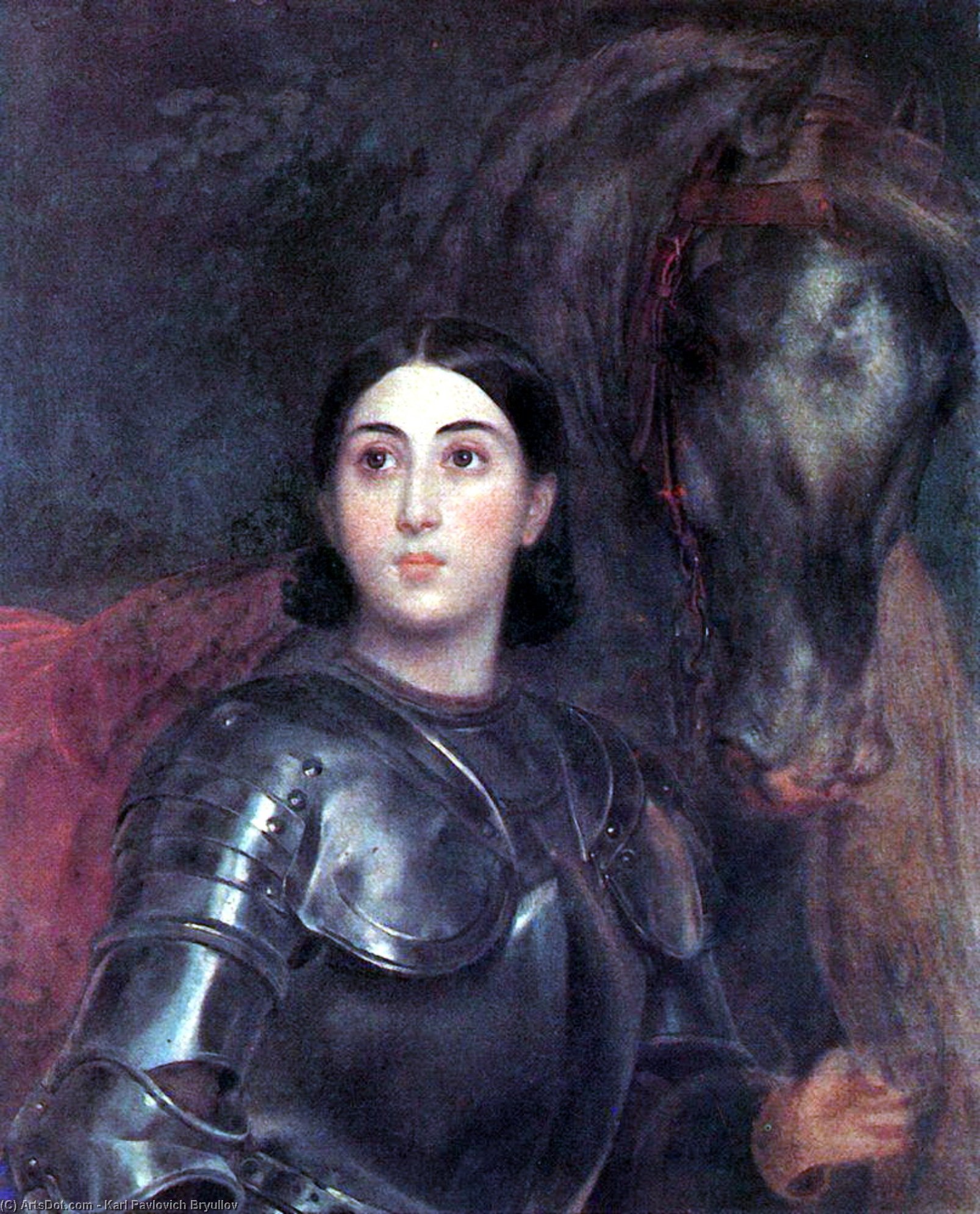 WikiOO.org - Encyclopedia of Fine Arts - Maľba, Artwork Karl Pavlovich Bryullov - Portrait of Juliet Tittoni in armour