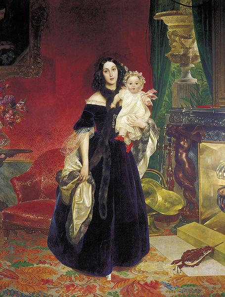 Wikioo.org - The Encyclopedia of Fine Arts - Painting, Artwork by Karl Pavlovich Bryullov - Portrait of Mariya Arkadyevna Bek with her Daughter