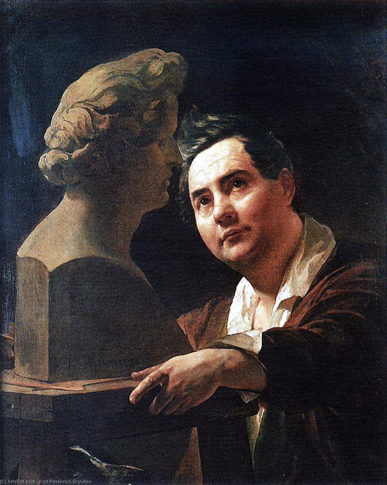 Wikioo.org - The Encyclopedia of Fine Arts - Painting, Artwork by Karl Pavlovich Bryullov - Portrait of sculptor Ivan Vitali
