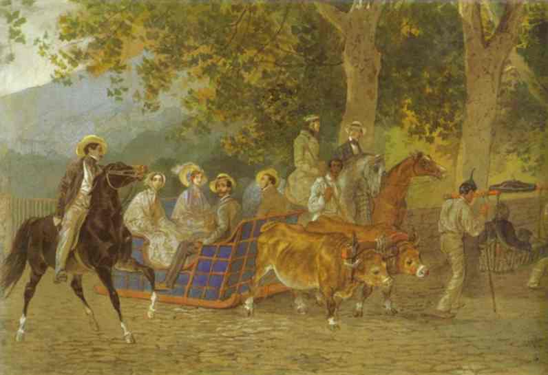 WikiOO.org - Encyclopedia of Fine Arts - Maalaus, taideteos Karl Pavlovich Bryullov - Promenade