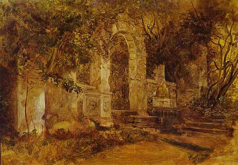 Wikioo.org - The Encyclopedia of Fine Arts - Painting, Artwork by Karl Pavlovich Bryullov - Ruins in Park