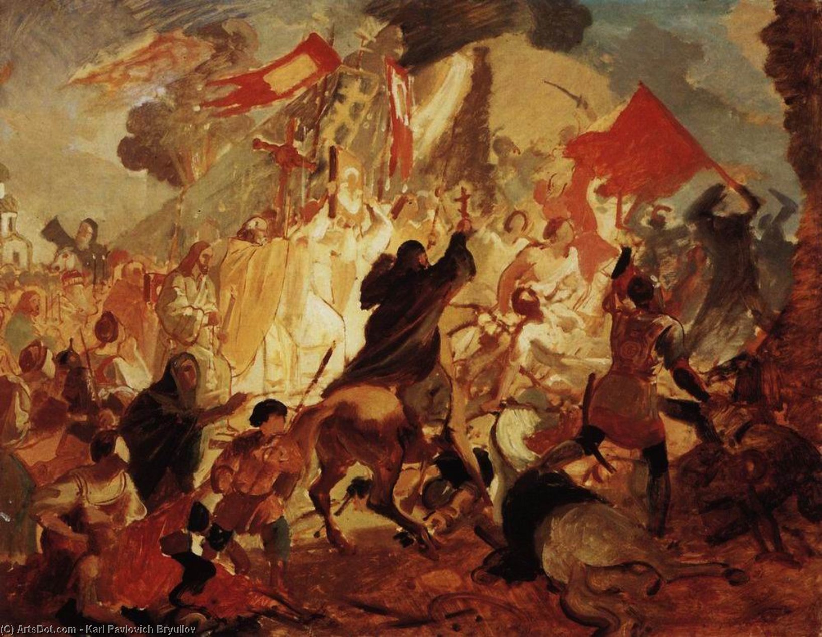 Wikioo.org - The Encyclopedia of Fine Arts - Painting, Artwork by Karl Pavlovich Bryullov - Siege of Pskov